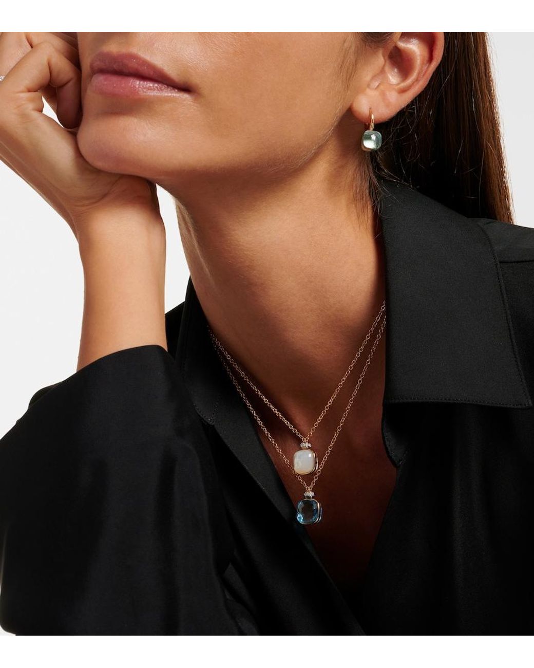 Pomellato Nudo 18kt Rose And White Gold Necklace With Topaz, Mother-of-pearl, And Diamonds