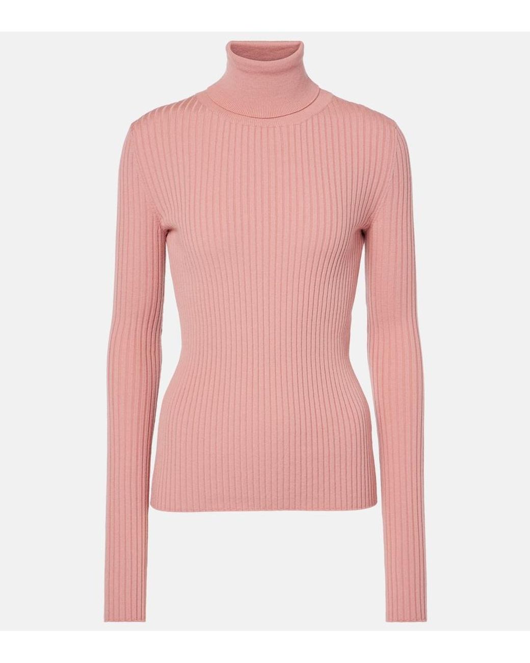 Dolce & Gabbana Pink Ribbed-Knit Wool-Blend Sweater