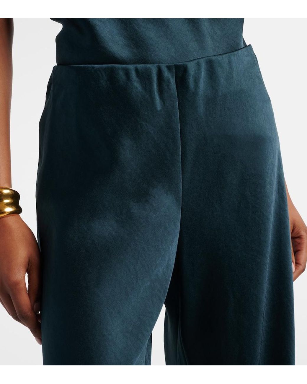 Vince Blue High-Rise Satin Wide-Leg Pants