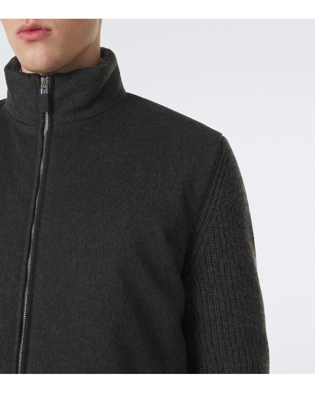 Zegna Black Cashmere Zip-Up Cardigan for men