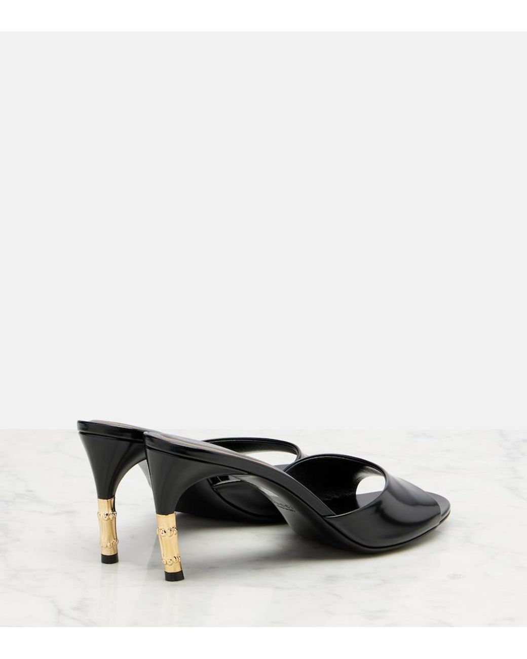 Gucci Black Bamboo Leather Mules
