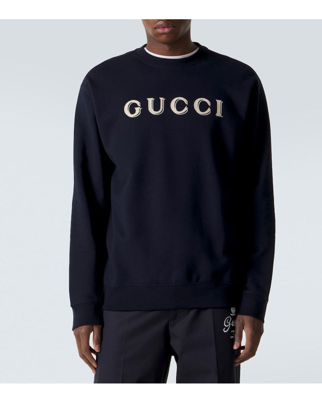 Gucci Blue Logo Cotton Jersey Sweatshirt for men