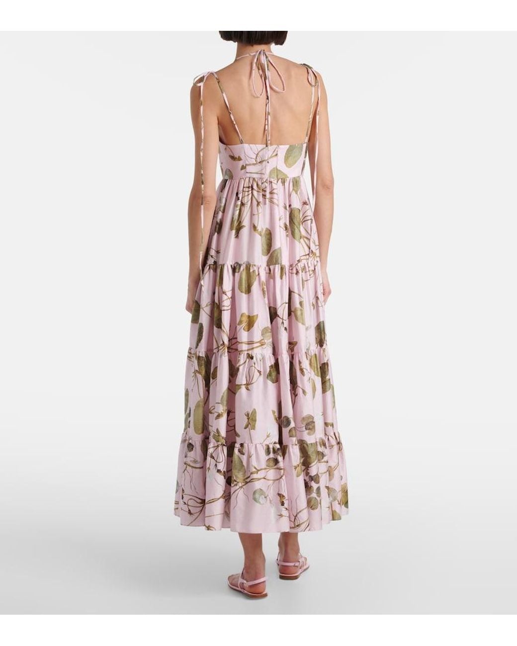 Erdem Pink Printed Cotton Midi Dress