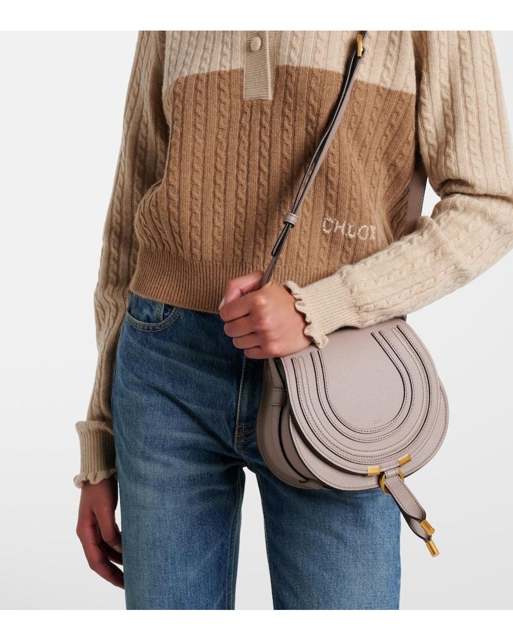 Chloé Gray Marcie Small Leather Crossbody Bag