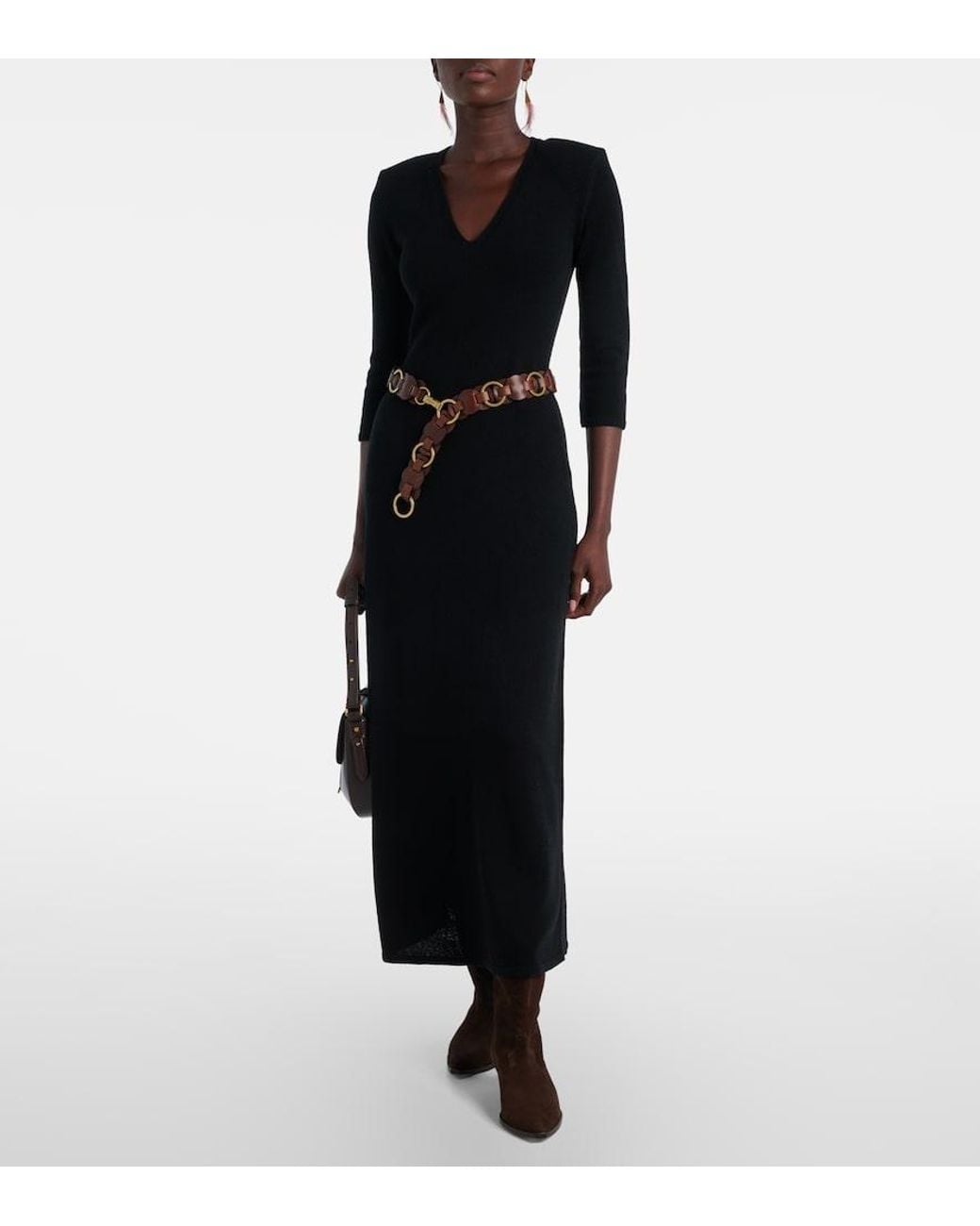 Isabel Marant Black Salina Wool-Blend Maxi Dress