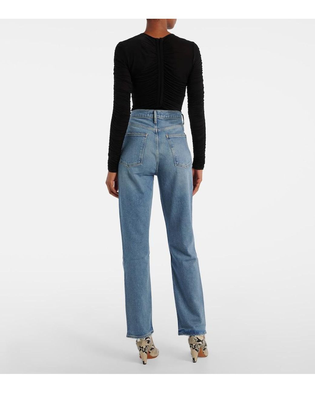 Agolde Blue Stovepipe High-Rise Straight Jeans