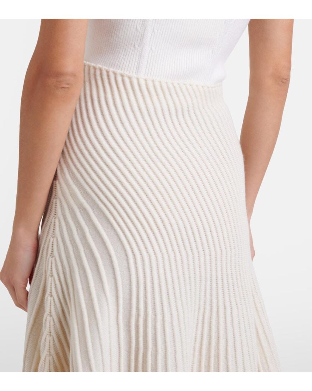 Alaïa White Wool And Cashmere Midi Skirt