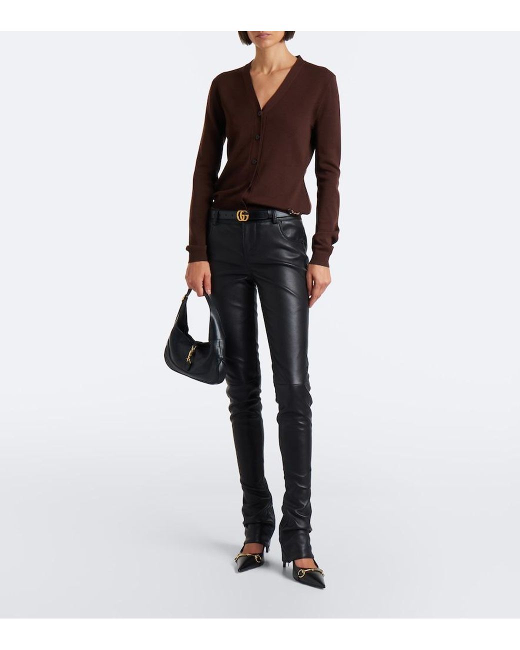 Gucci Brown Horsebit Wool Cardigan