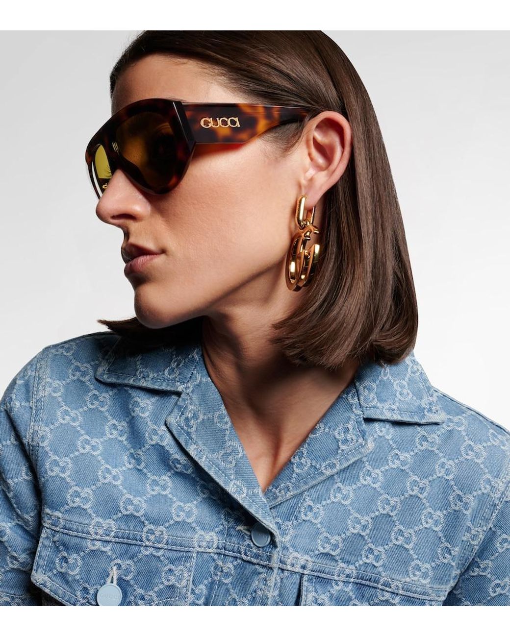 Gucci Brown Signoria Shield Sunglasses