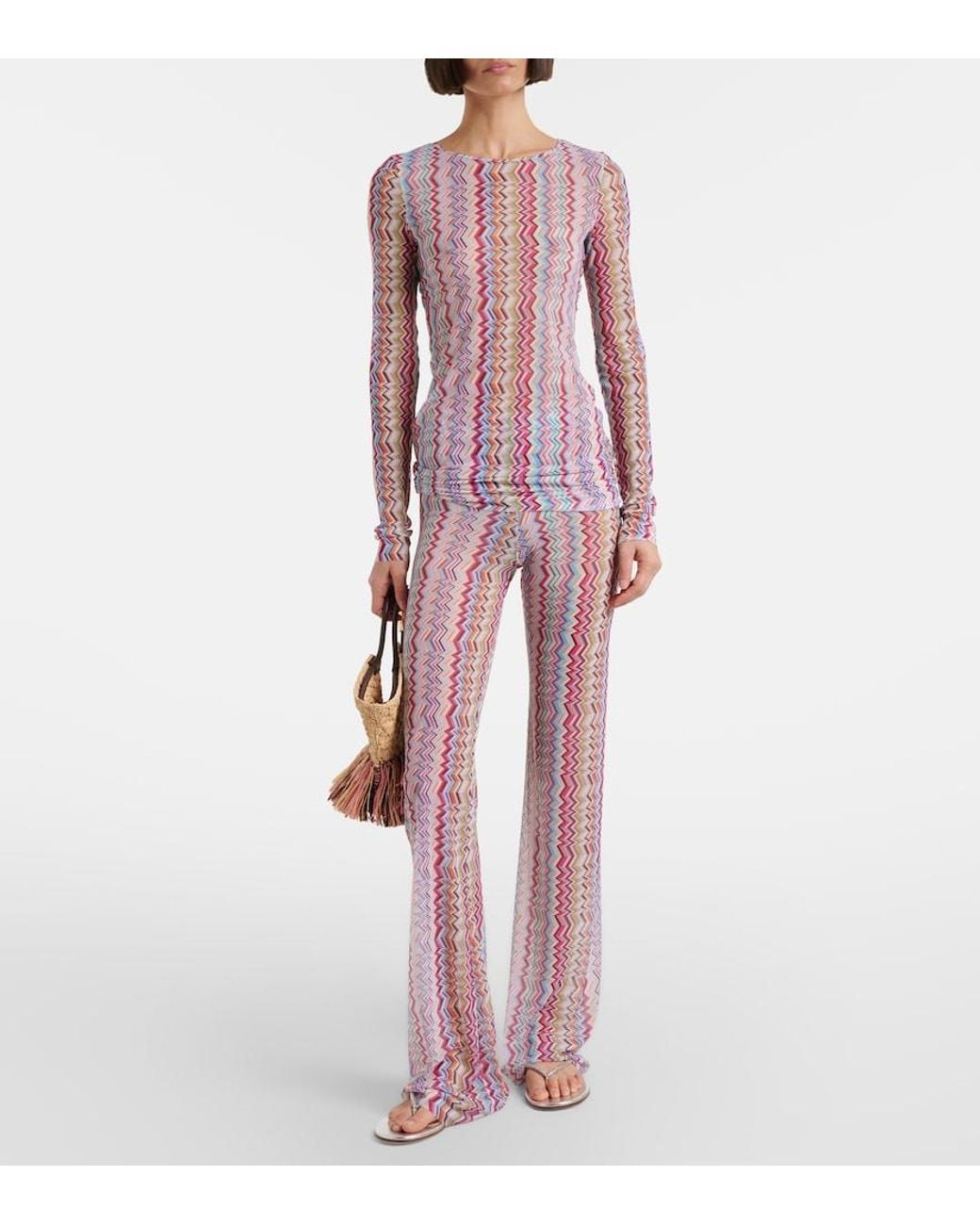 Missoni Pink Zigzag High-Rise Slim Pants