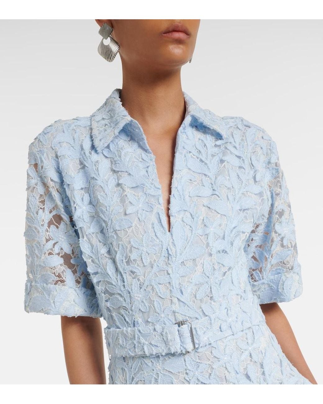 Jonathan Simkhai Blue Deanna Lace Guipure Cotton Midi Dress