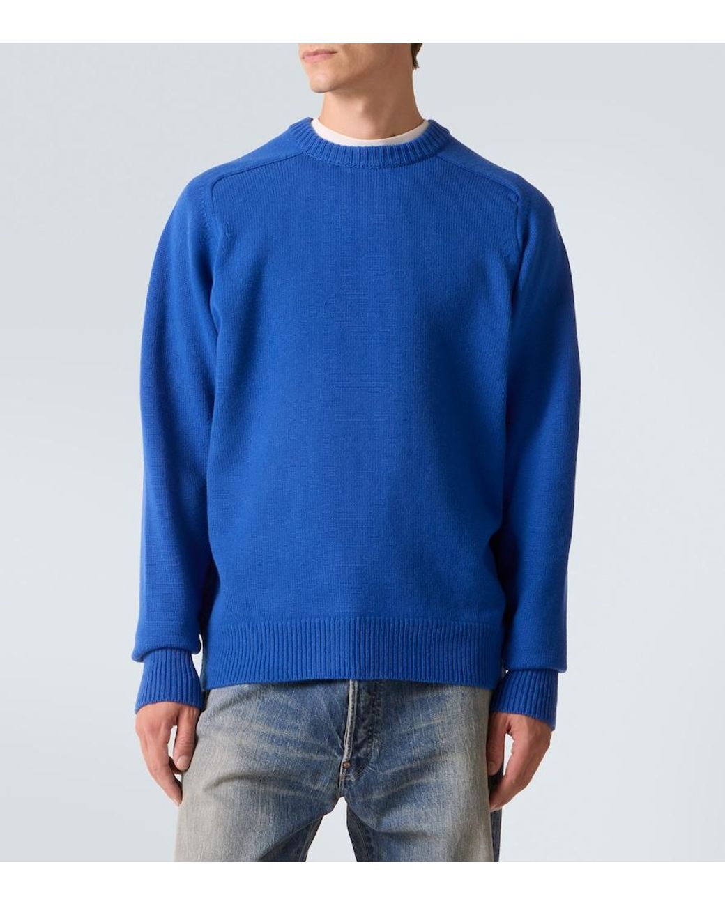 A.PRESSE Blue Wool Sweater for men