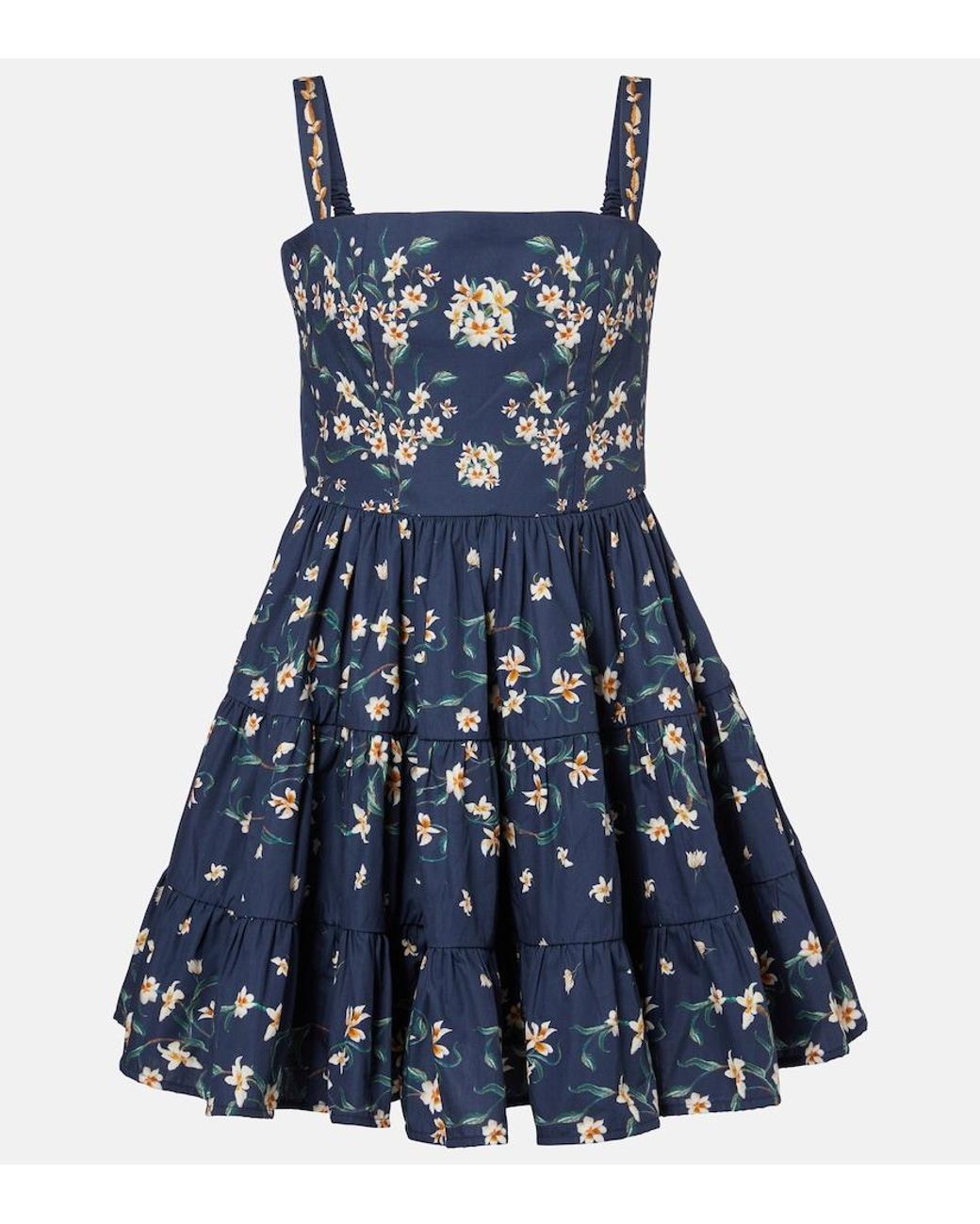 Agua Bendita Blue Lima Floral Cotton Minidress