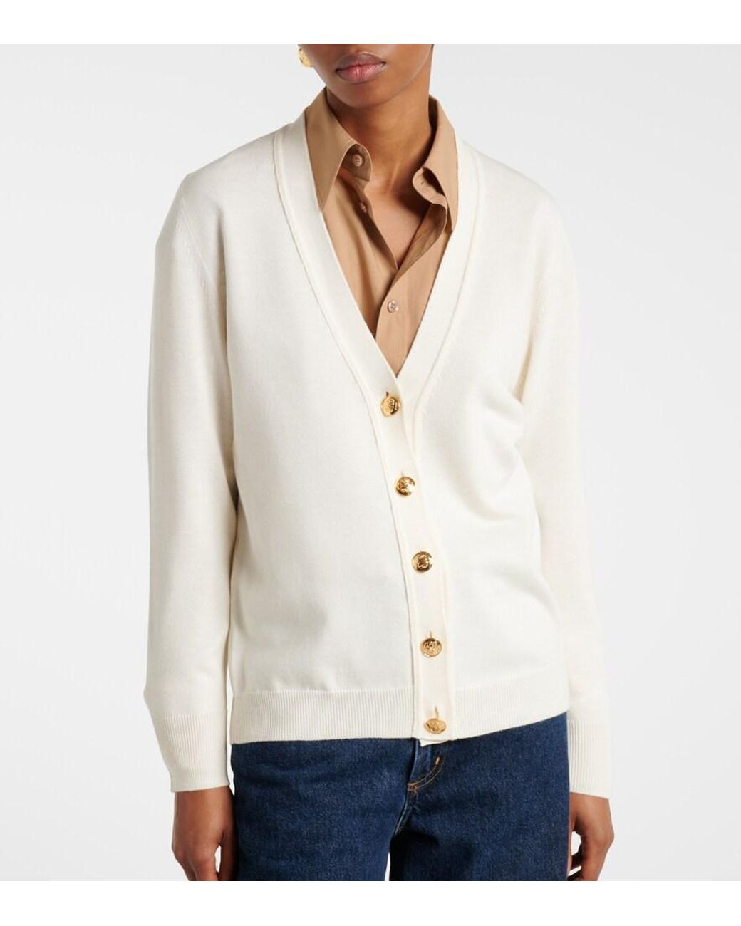 Blazé Milano White Wool, Silk, And Cashmere Cardigan