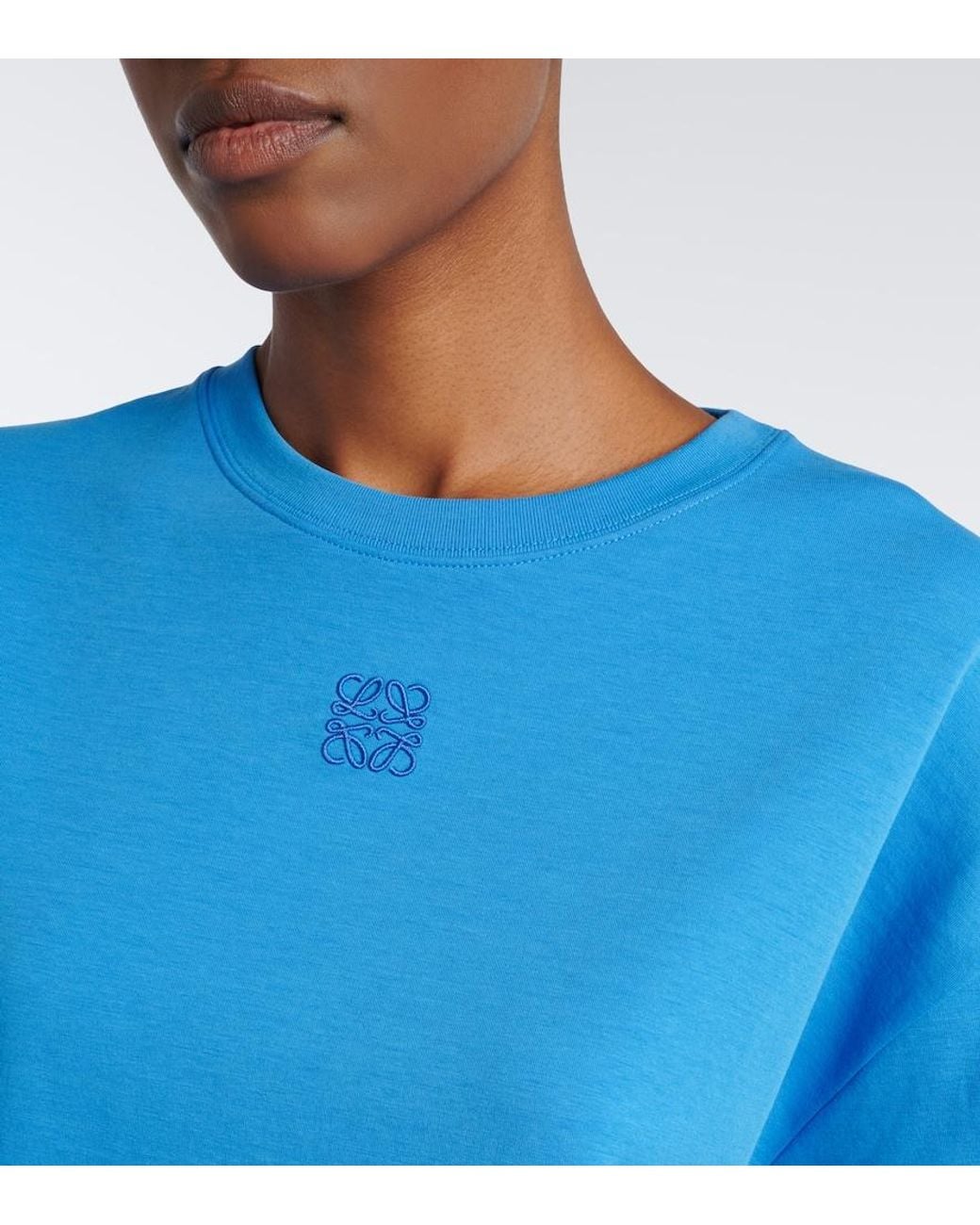 Loewe Blue Asymmetric Cotton-Blend T-Shirt