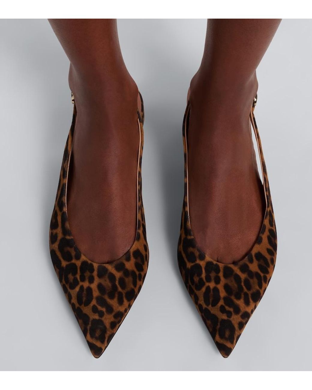 Gianvito Rossi Brown Robbie Leopard-Print Suede Slingback Flats