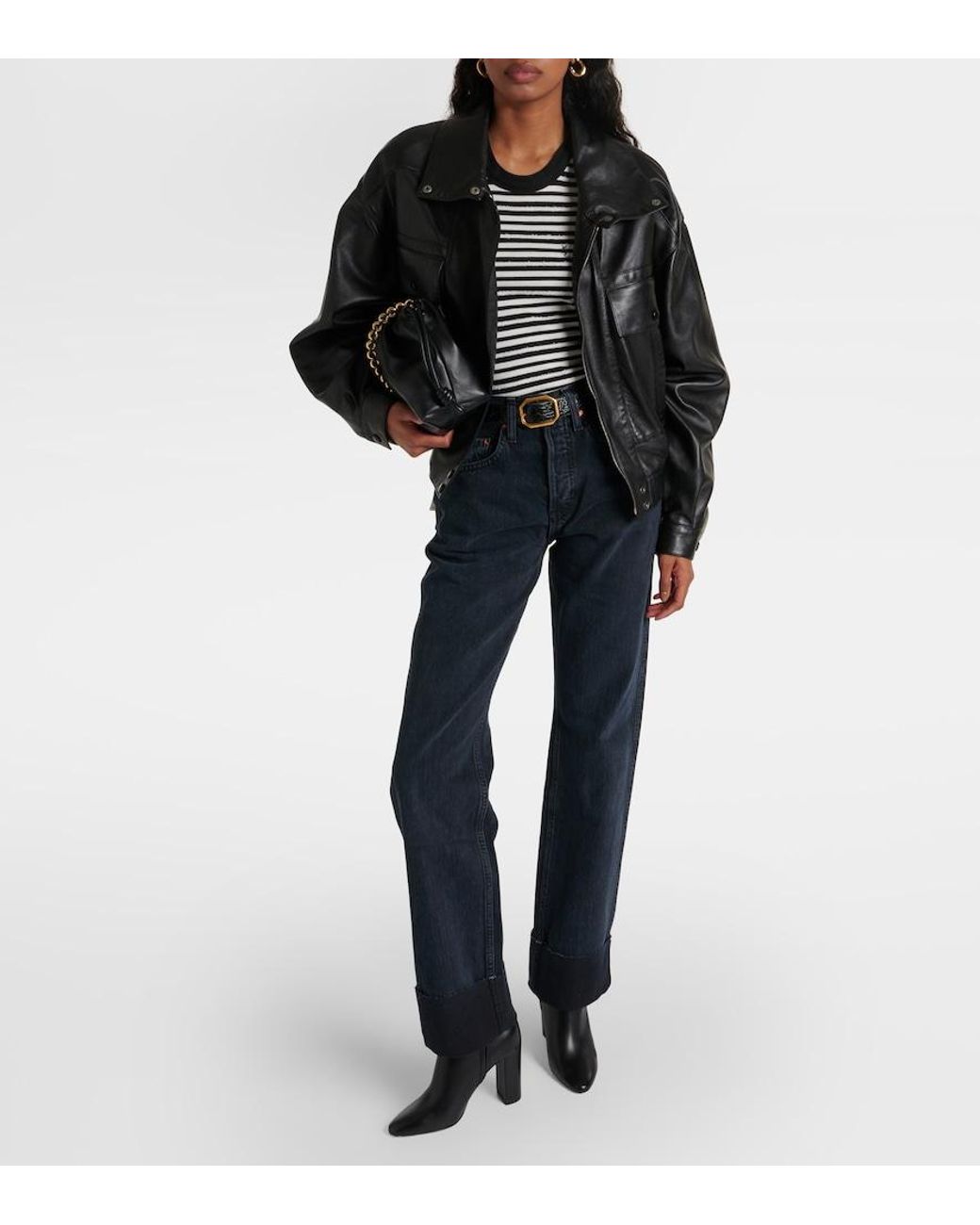 Re/done Blue High-Rise Straight Jeans