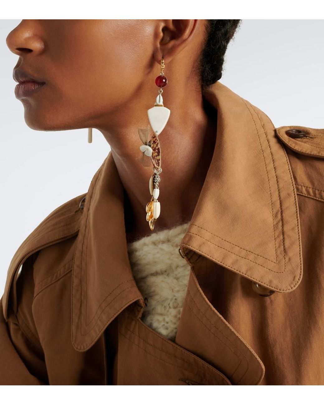 Isabel Marant White Anna Asymmetric Drop Earrings