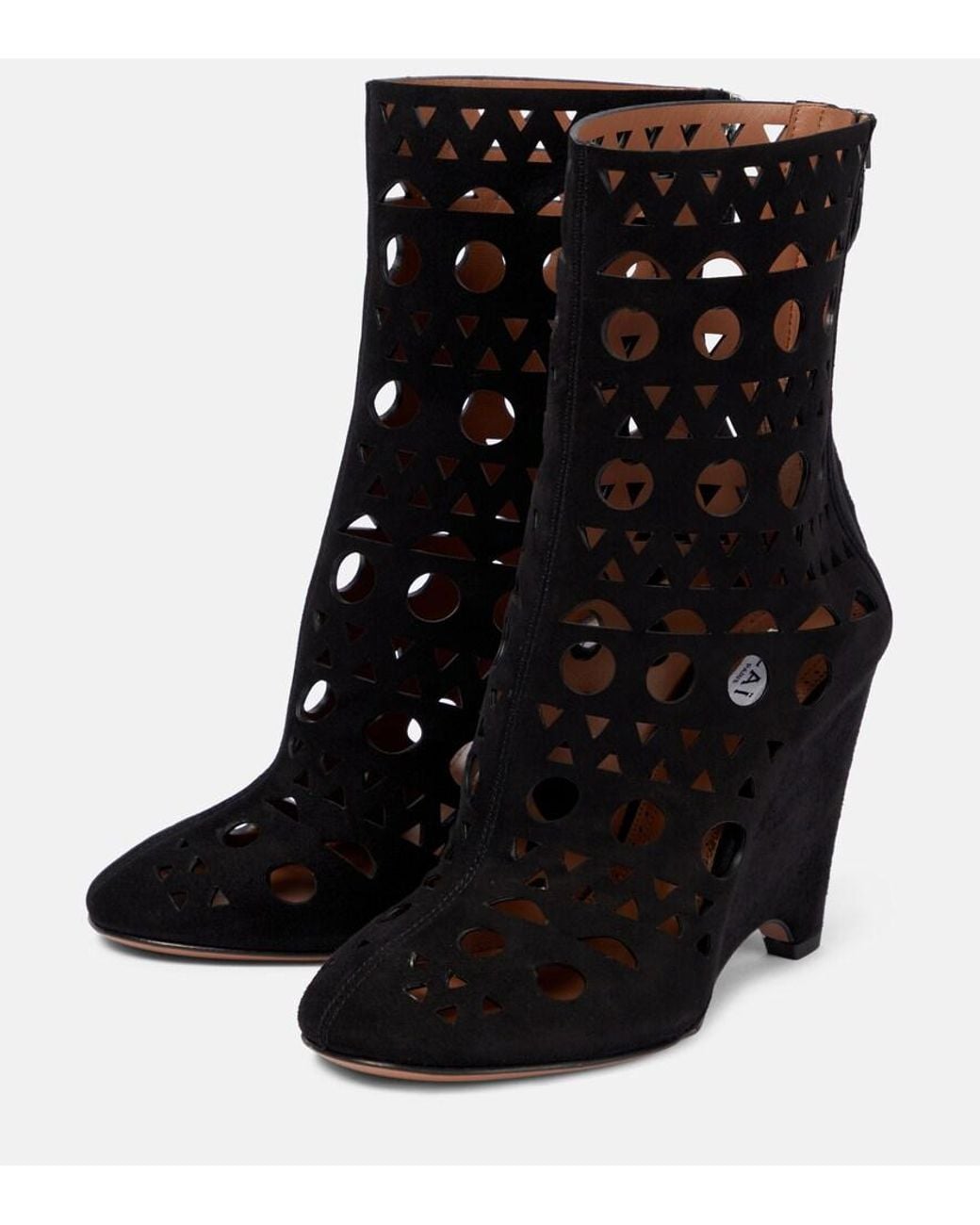 Alaïa Black Vienne Suede Wedge Ankle Boots
