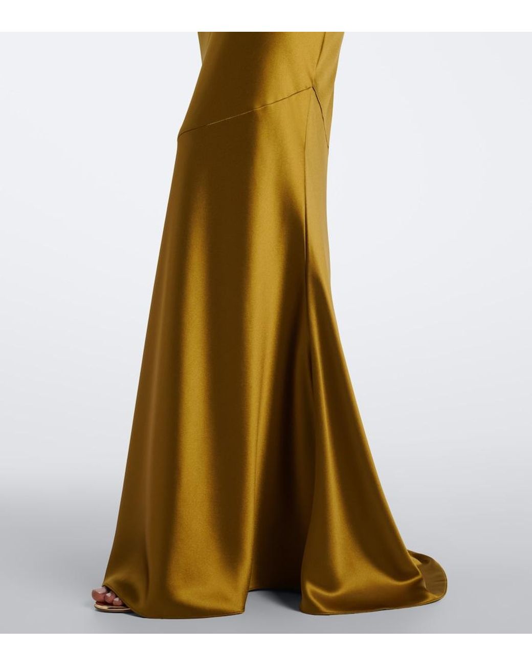 retroféte Green Lukka Draped Open-Back Satin Gown