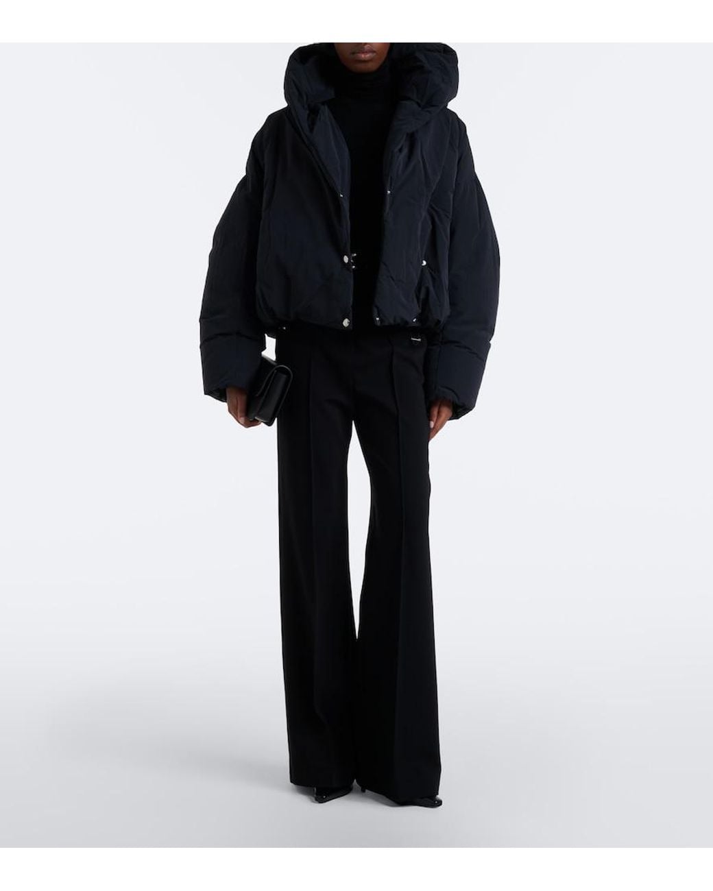 Sportmax Black Cropped Hooded Down Jacket