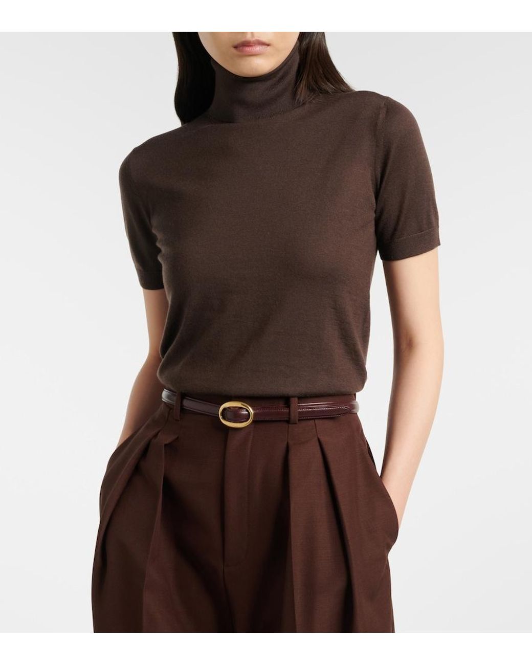 Ralph Lauren Brown Cashmere Turtleneck Top