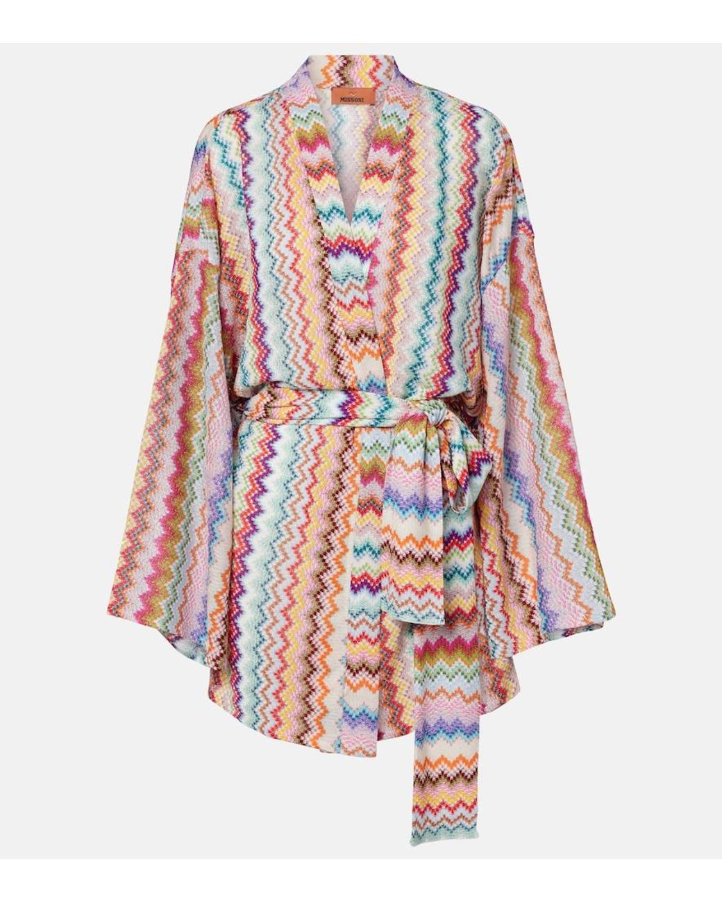Missoni White Zigzag Oversized Lame Wrap Cardigan