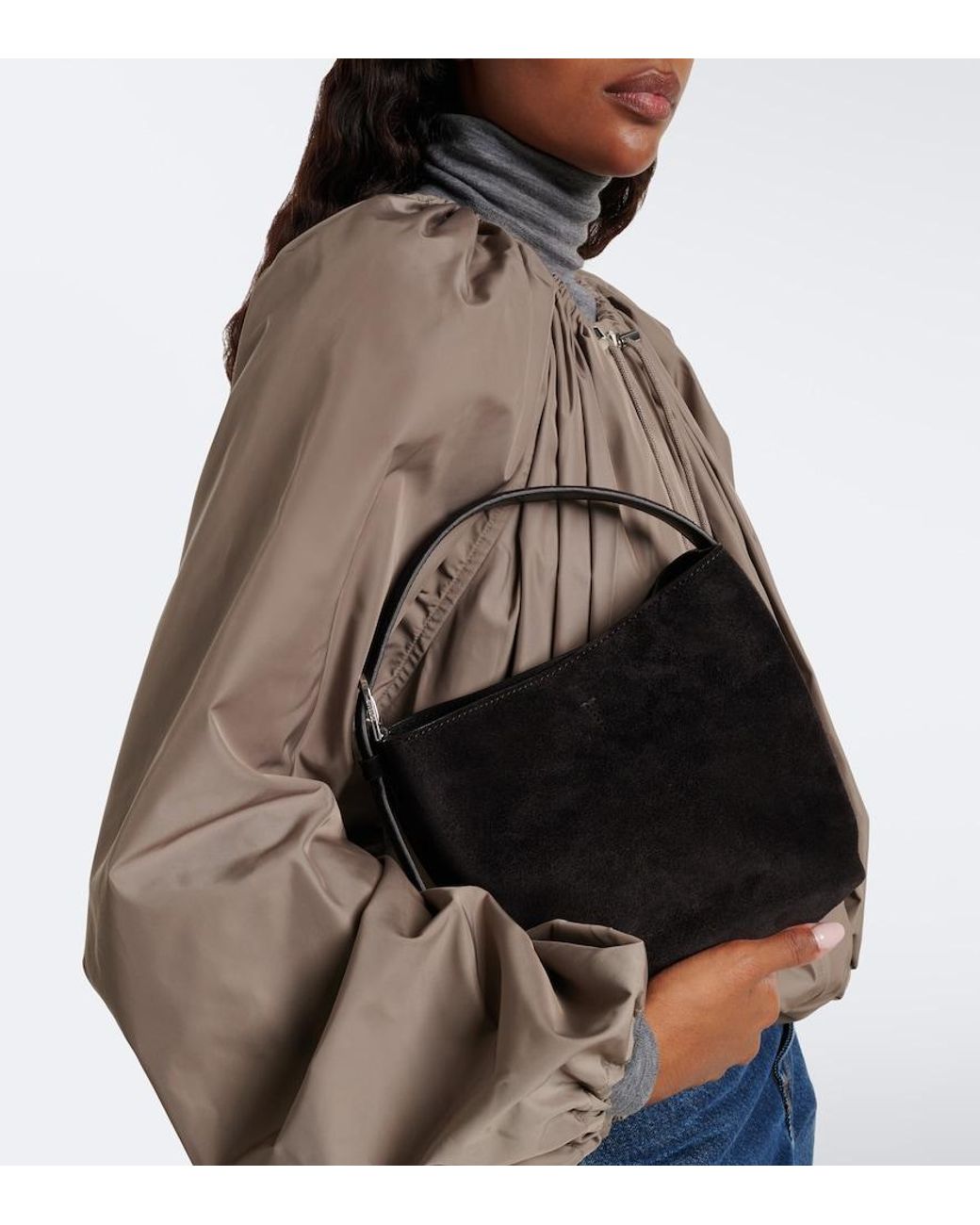 Totême Black Belted Small Suede Tote Bag
