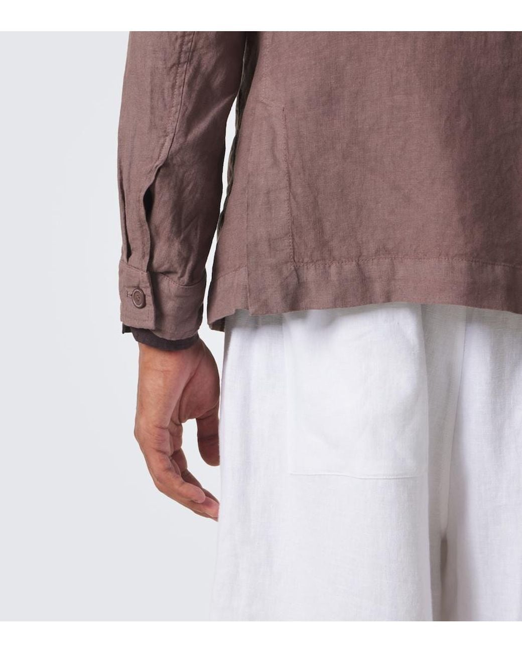 Fedeli Brown Linen Shirt for men