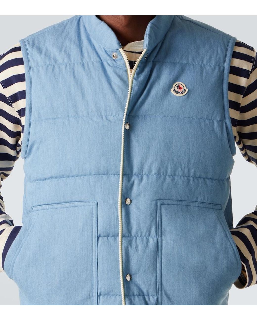 Moncler Blue Heceta Denim Down Vest for men