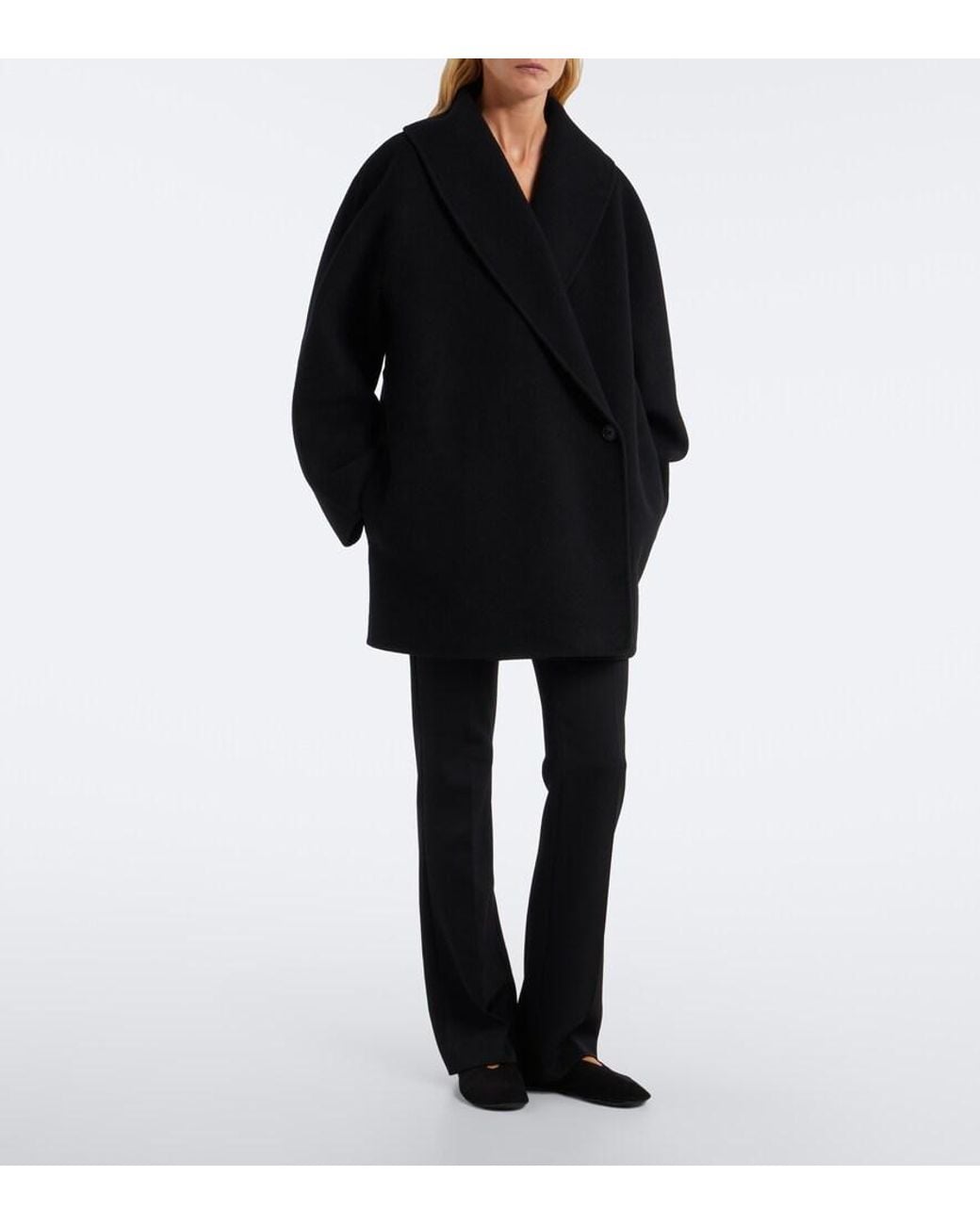 The Row Black Kloe Wool Straight Pants