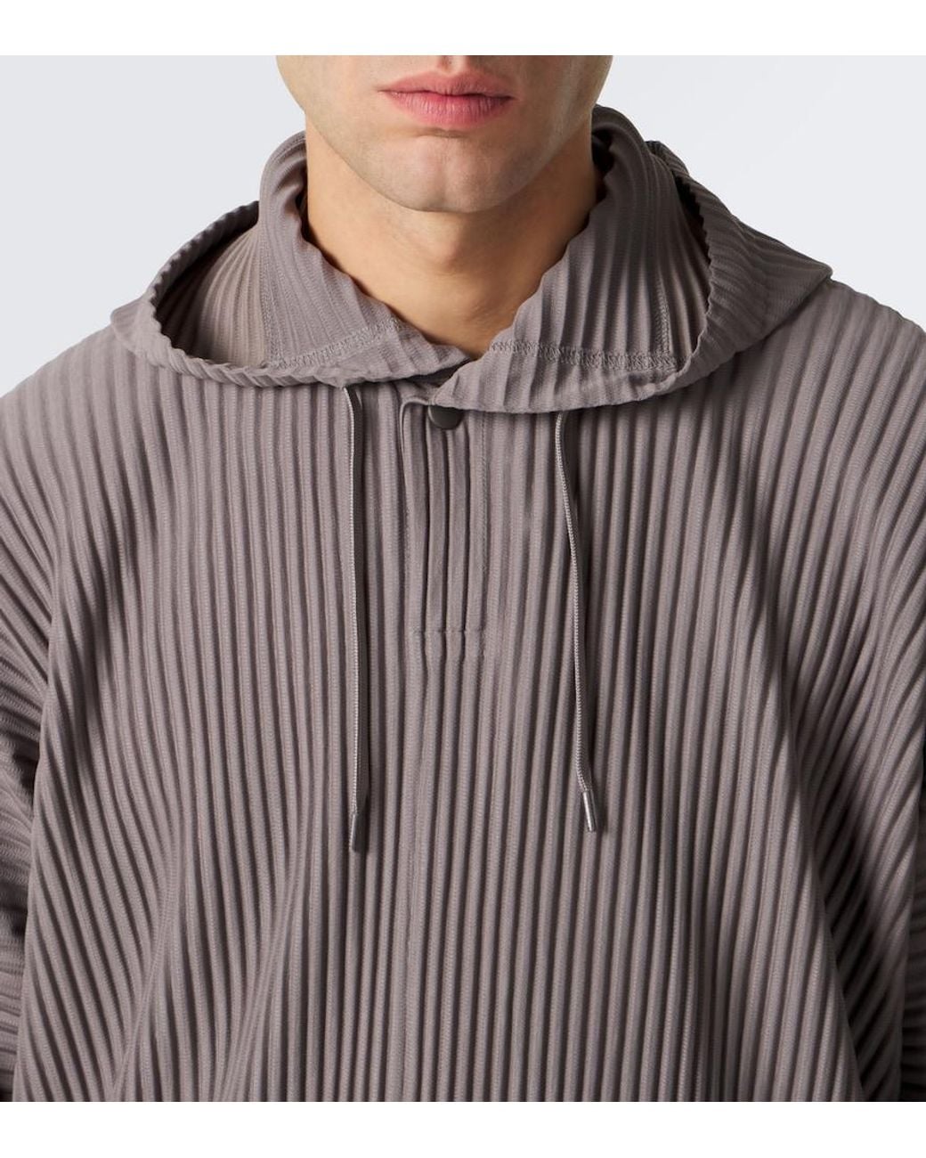 Homme Plissé Issey Miyake Gray Monthly Colors: October Pleated Hoodie for men