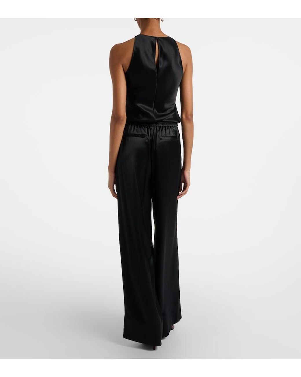 Joseph Black Dijon Satin Wide-Leg Pants