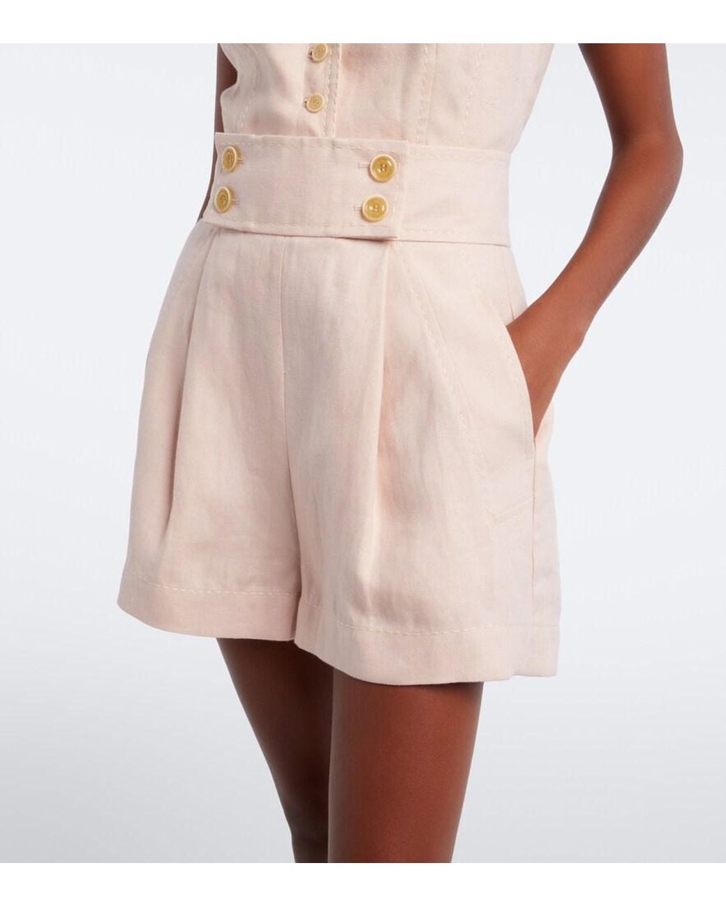 Zimmermann Pink Clash Linen Shorts