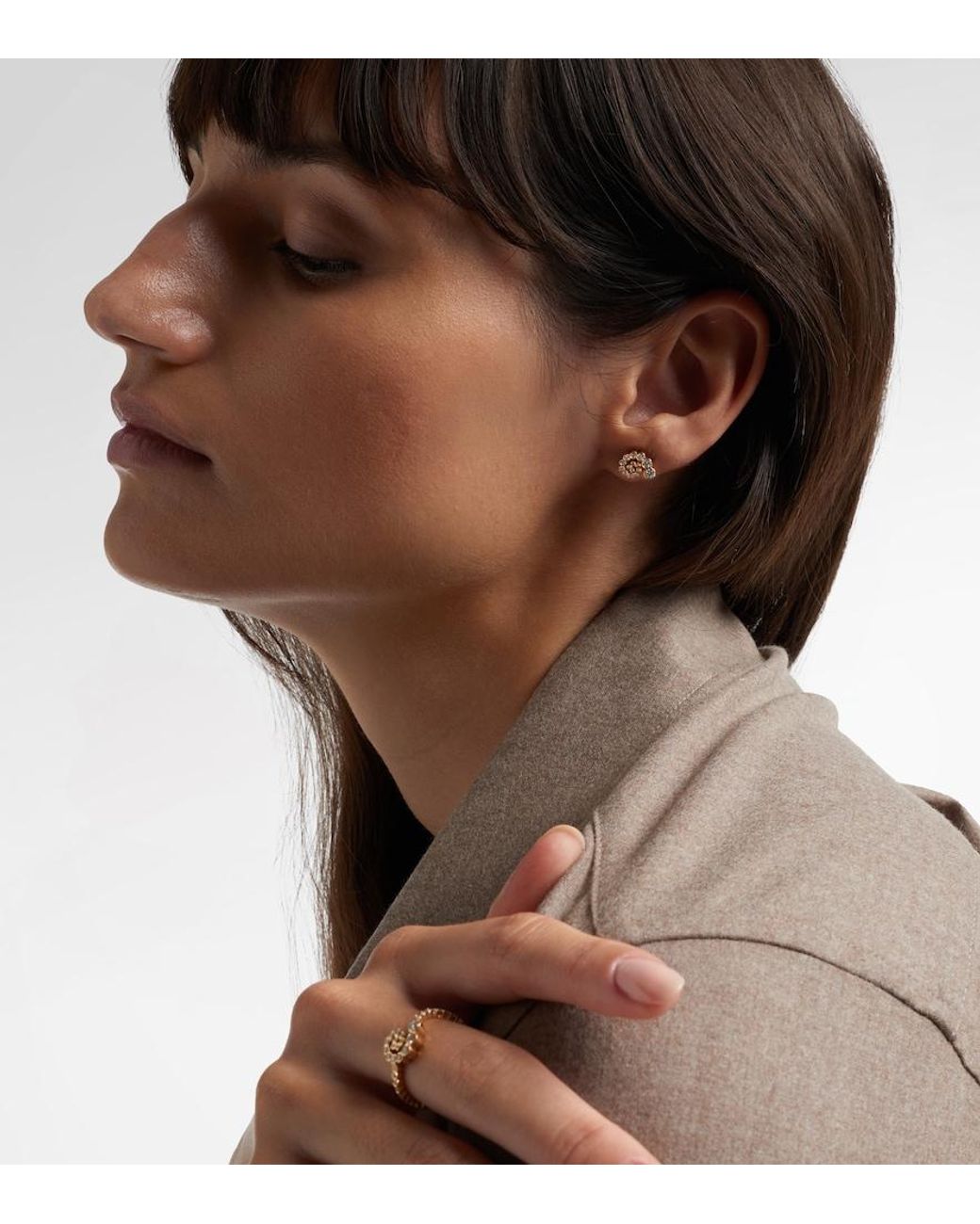 Sophie Bille Brahe White Reve Escargot Petit 18Kt Earring With Diamonds