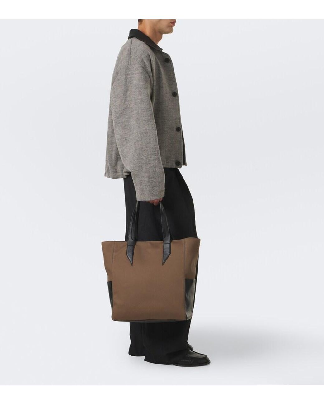 Metier Brown Passerby North-South Canvas Tote Bag for men