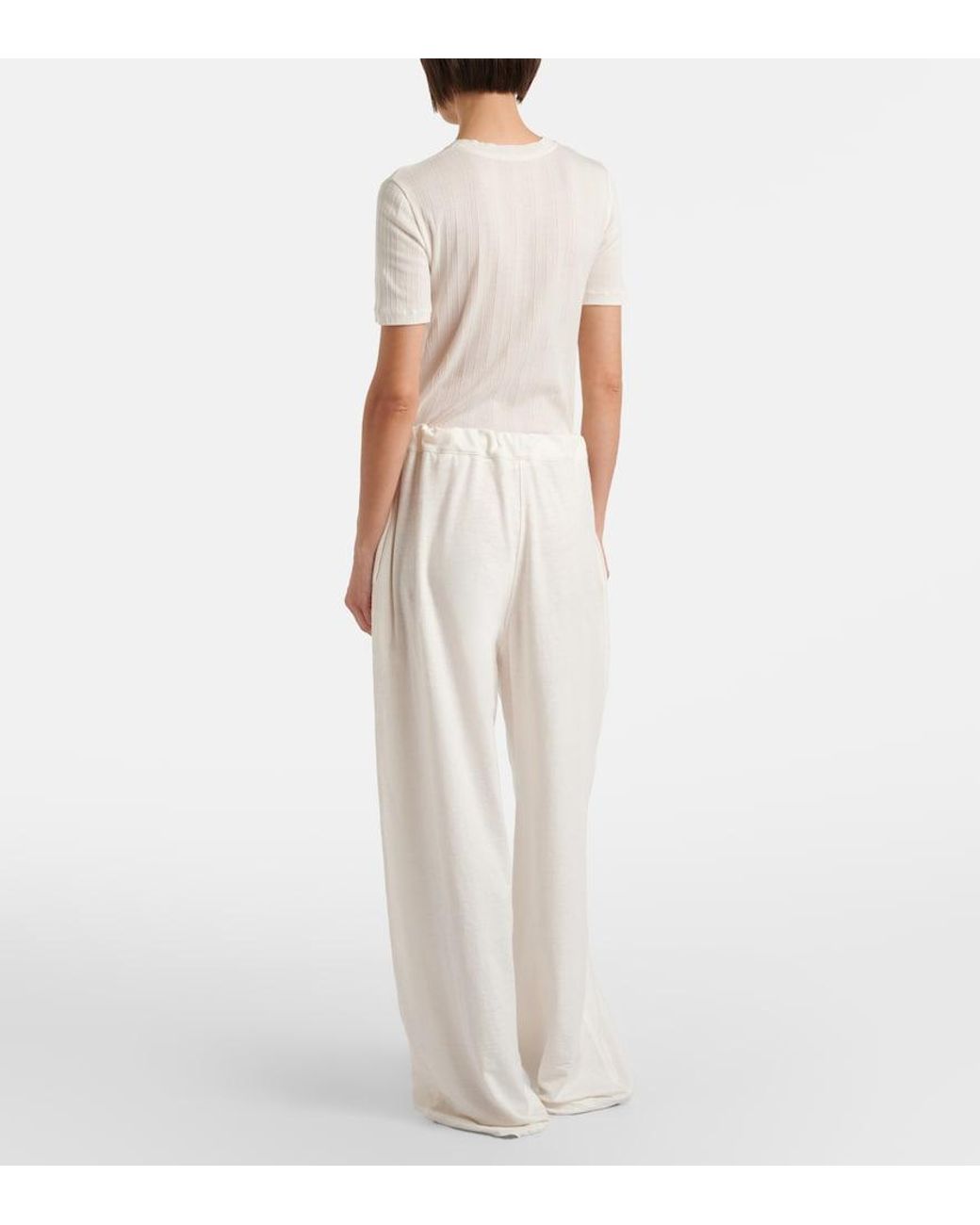 The Row White Faz Linen-Blend Wide-Leg Pants