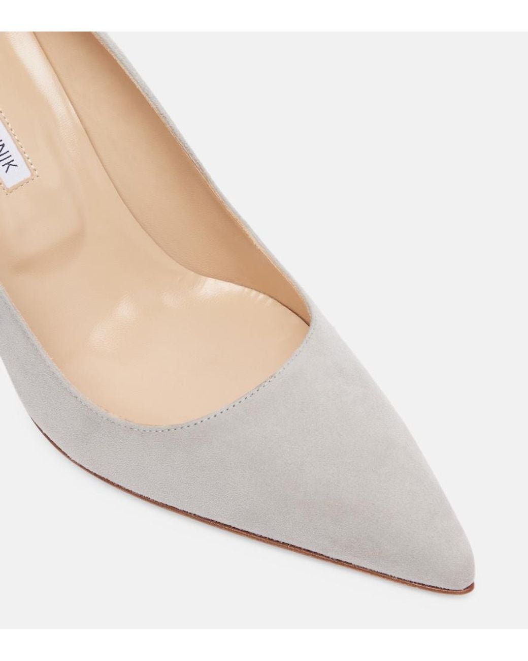 Manolo Blahnik White Bb 90 Suede Pumps