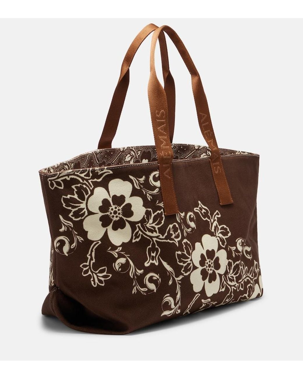 ALÉMAIS Brown Floral Canvas Tote Bag