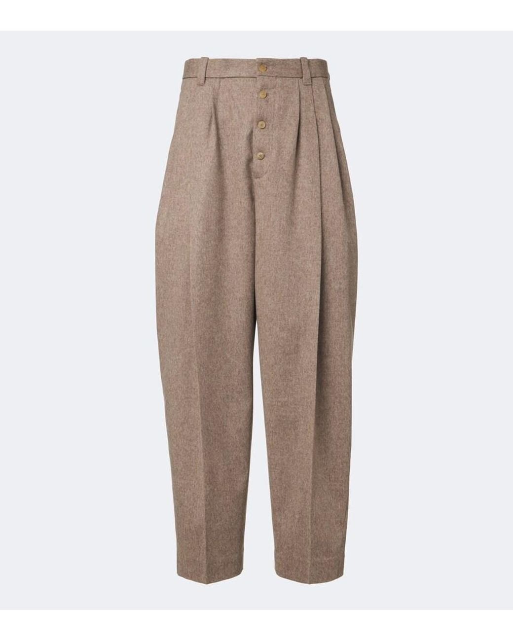 Jacquemus Natural Fernando Virgin Wool Barrel-Leg Pants for men
