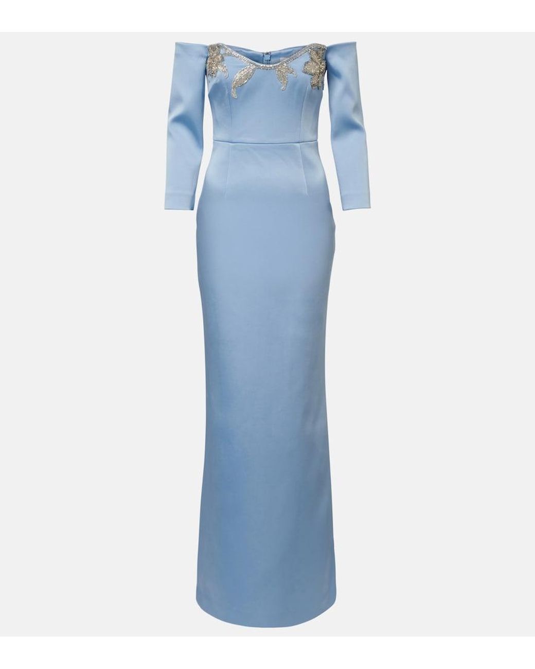 Rebecca Vallance Blue Kai Embellished Satin Bustier Gown