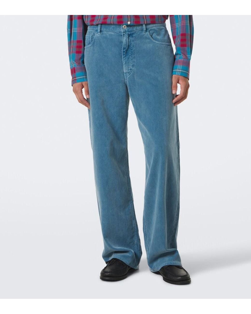 Auralee Blue Cotton Corduroy Wide-Leg Pants for men