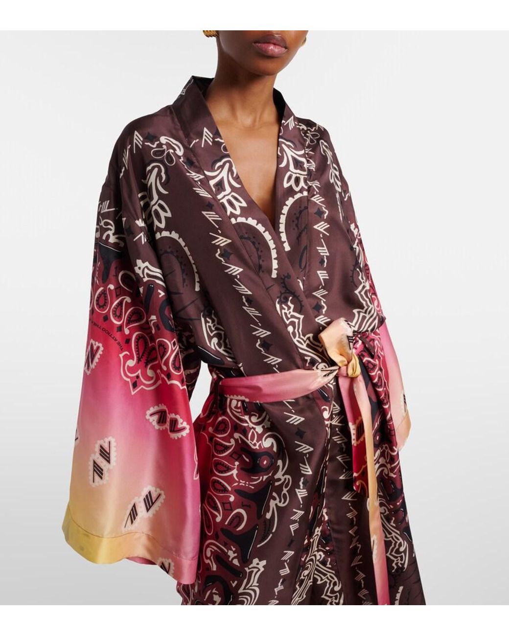 The Attico Red Printed Silk Beach Cover-Up