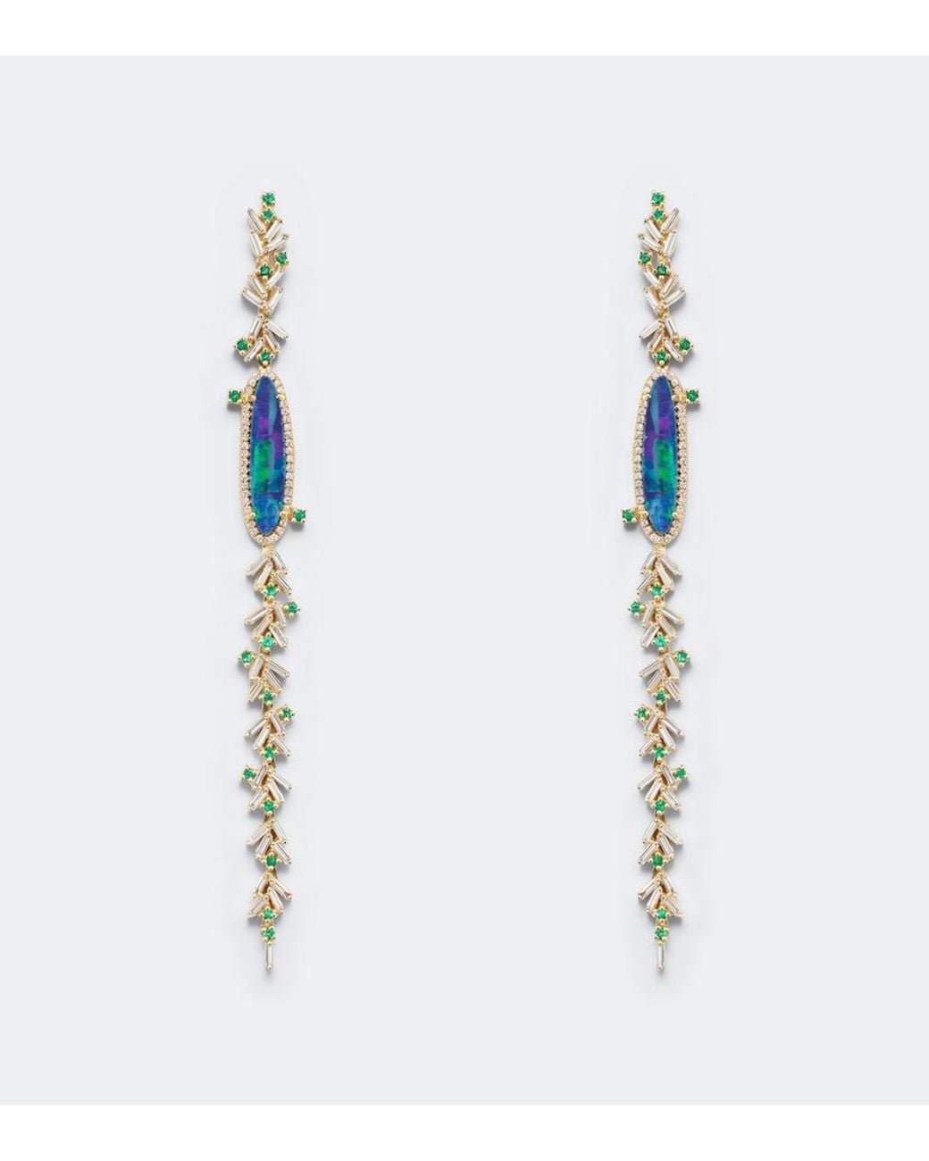 Suzanne Kalan White 18Kt Drop Earrings With Gemstones