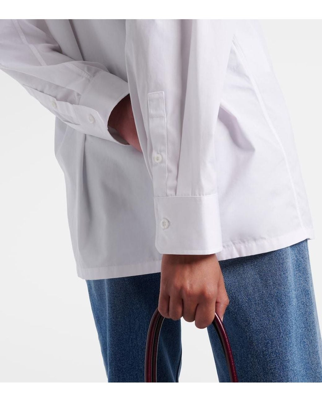 Prada White Embroidered-Logo Poplin Shirt