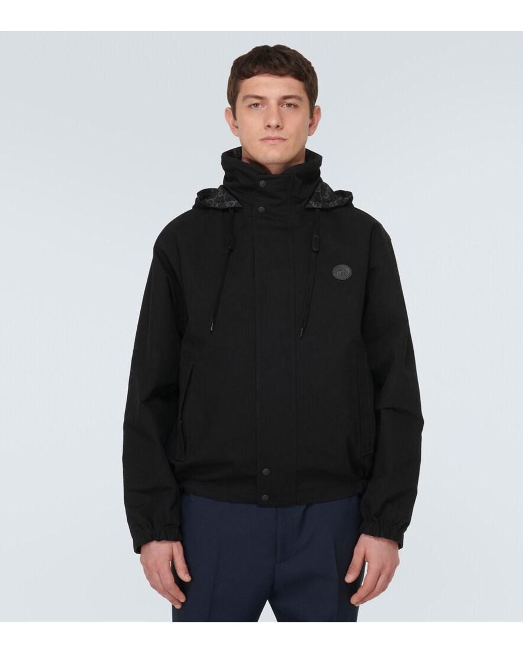 Gucci Black Interlocking Logo Ripstop Jacket for men