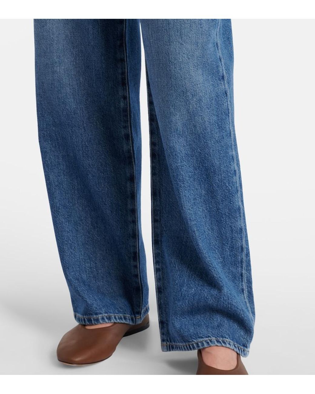 AG Jeans Blue Kora Mid-Rise Wide-Leg Jeans