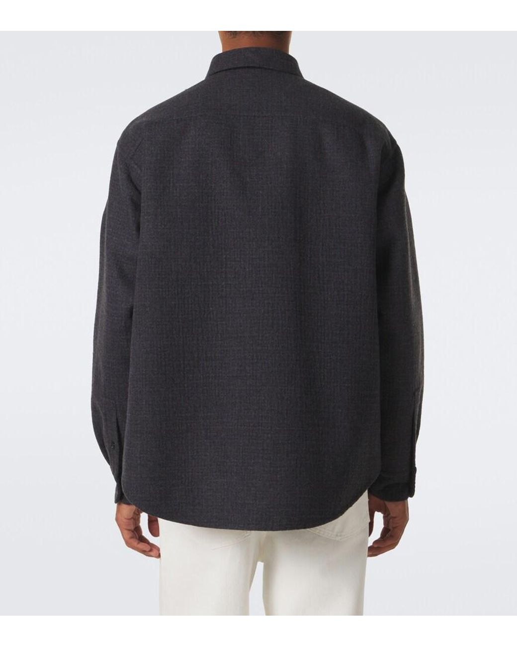 Loewe Black Leather-Trimmed Wool And Silk Overshirt for men