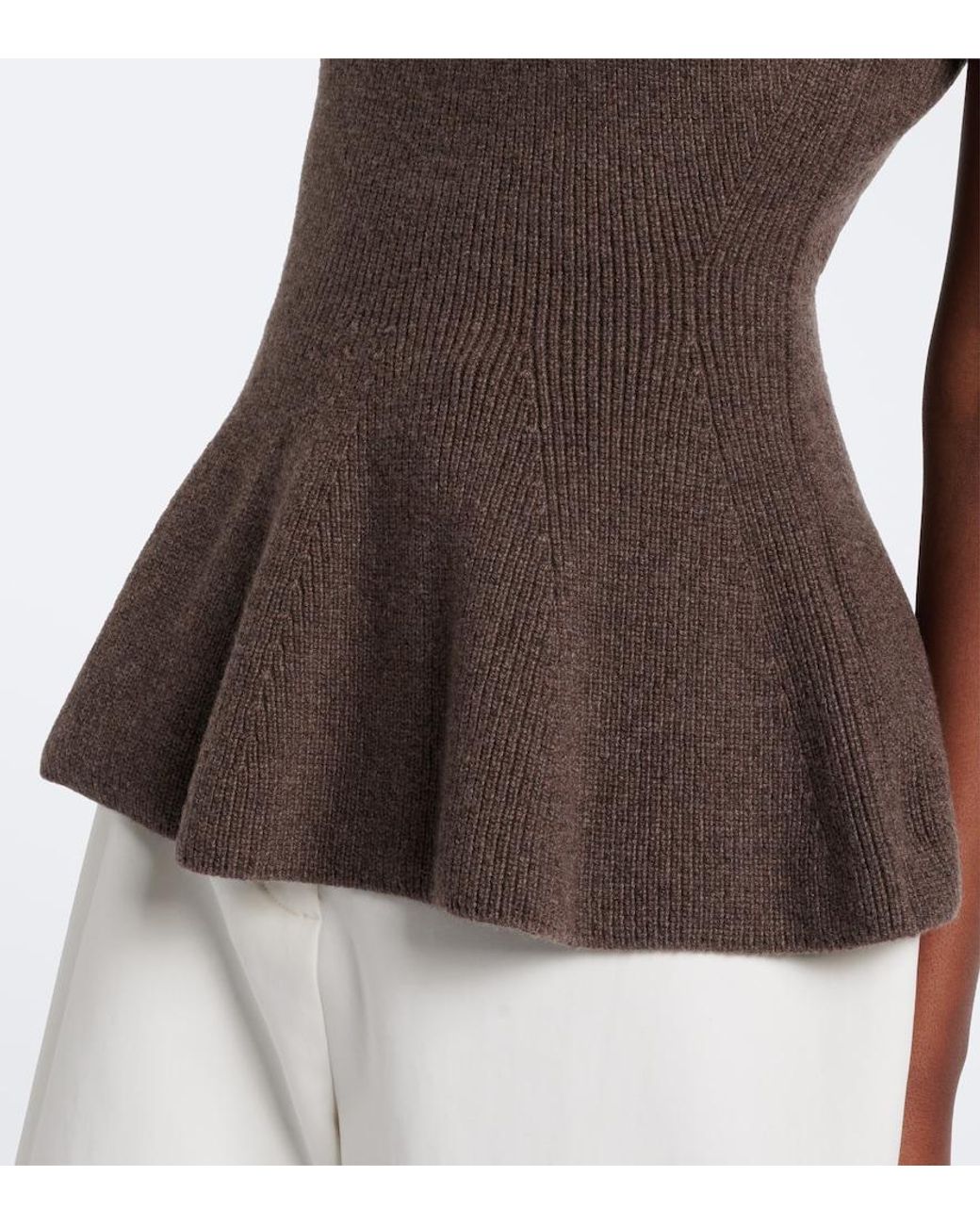 Rohe Brown Ribbed Wool And Cashmere Turtleneck Top