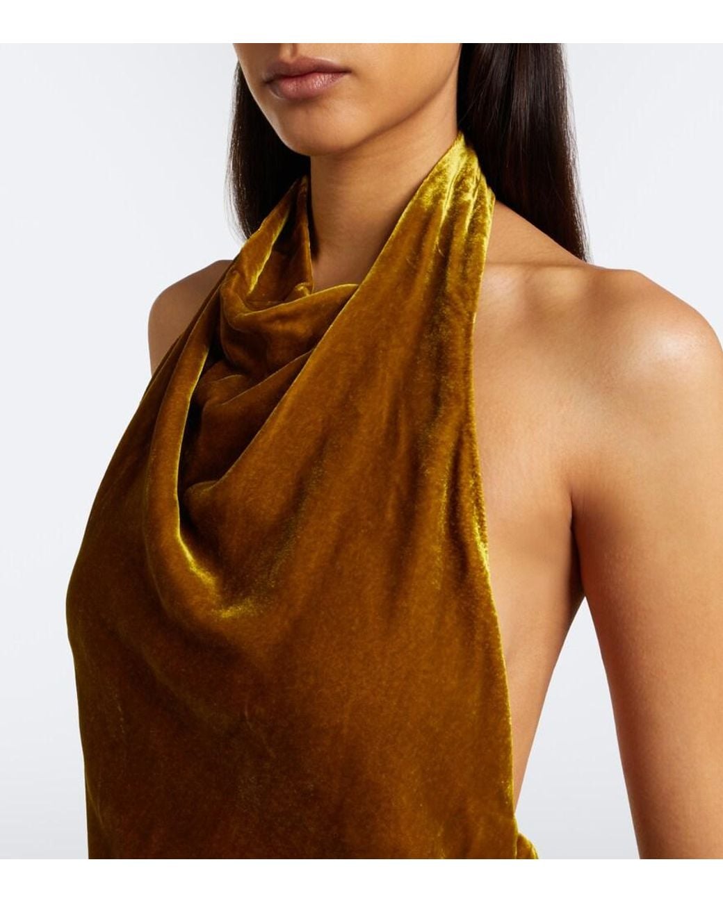 Jonathan Simkhai Green Reannon Draped Open-Back Velvet Gown